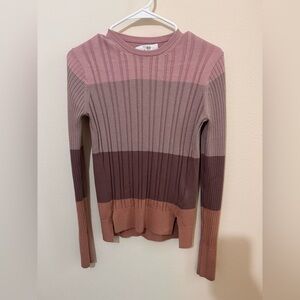 Tome Collective Color block Striped Pink and Brown Ribbed Sweater